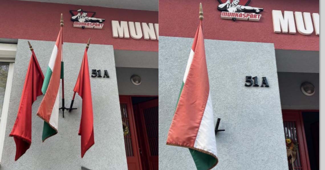 Vörös zászlókat loptak le a Munkáspárt székházáról